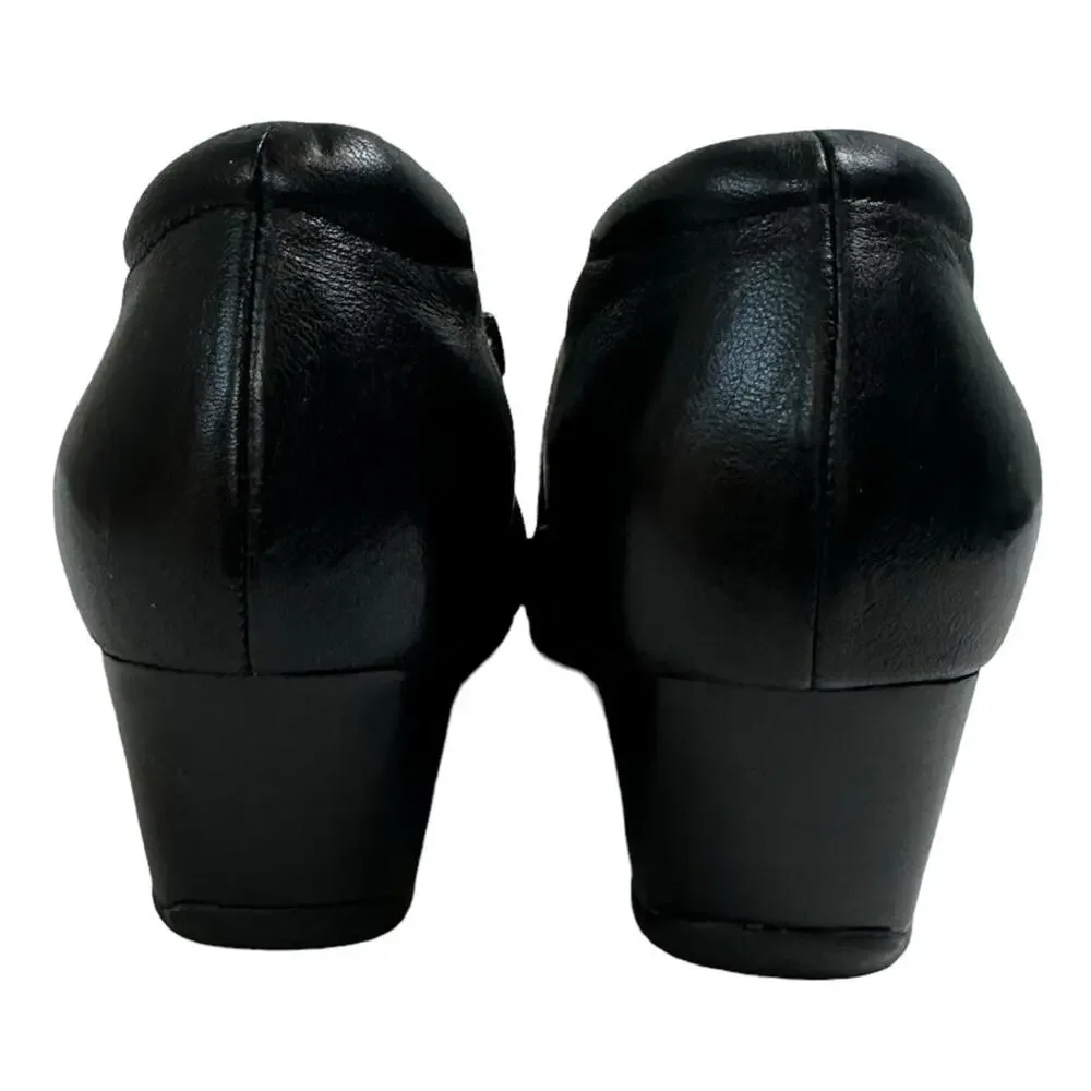 Clarks Sugar Charm Bootie Style Pump Shoe Heels Black Leather Size 7